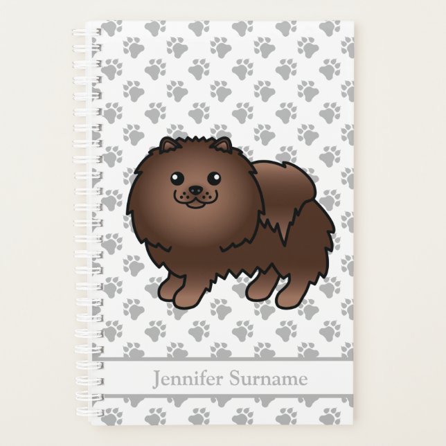 Chien de dessin animé mignon Pomeranian marron & T (Devant)