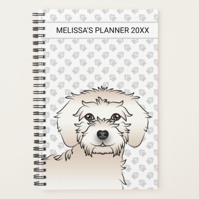 Chien de dessin animé Mini Goldendoodle crème & Te (Devant)
