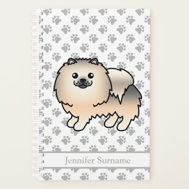 Chien de dessin animé Pomeranian sable crème & Tex (Devant)