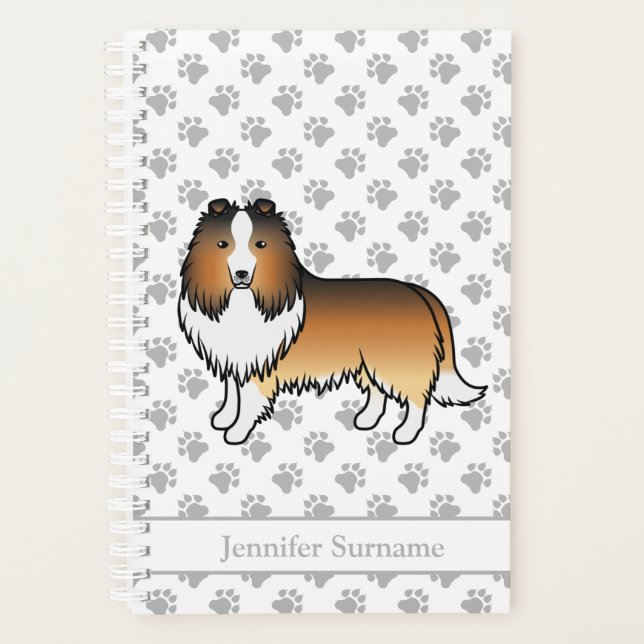 Chien de dessin animé Shetland Shetland et nom (Devant)