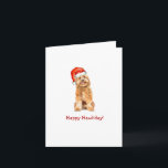 Chien de doodle doré mou Plié Carte de vacances<br><div class="desc">Doodle doré mignon avec casque de Santa aquarelle illustré carte de vacances pliée. Parfait pour les amoureux de les chiens.</div>