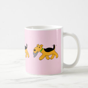 Chien de Kawaii Airedale Terrier avec une tasse de