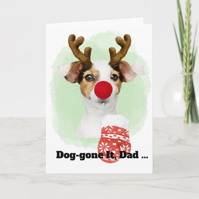 Chien de Noël avec bois pour carte de vacances de  (Devant)