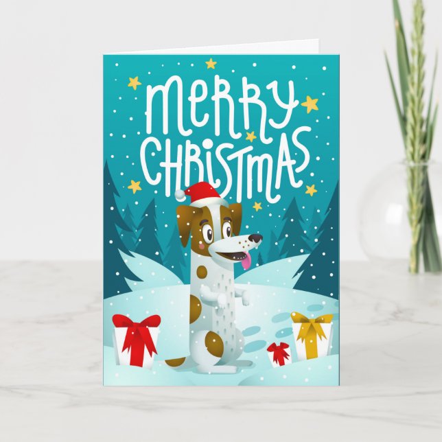 Chien de Noël avec carte cadeau (Devant)