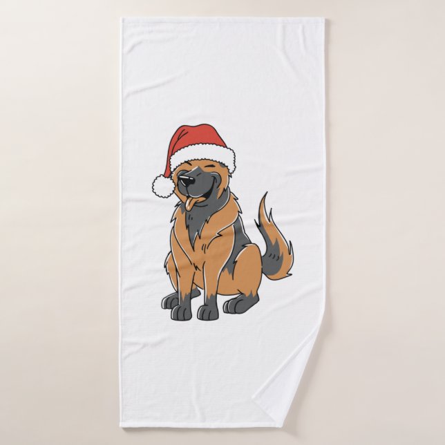 Chien de Noël berger allemand à Santa Hat (Serviette de bain)
