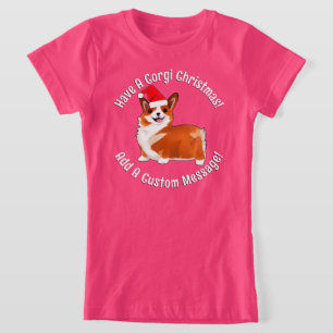 Chien de Noël Corgi avec T-shirt de chapeau de Noë