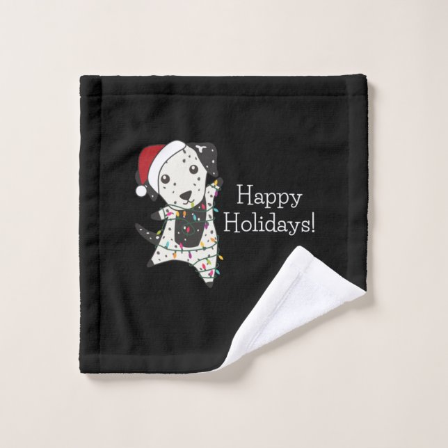 Chien de Noël Dalmatien Animaux d'hiver Chiens (Gant de toilette)