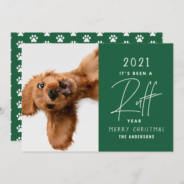 Chien de Noël drôle ruff année dans la carte d'exa (Devant / Derrière)