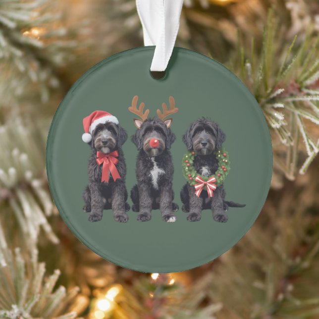 Chien de Noël Goldendoodle noir Maman Doodle Hiver (Arbre)