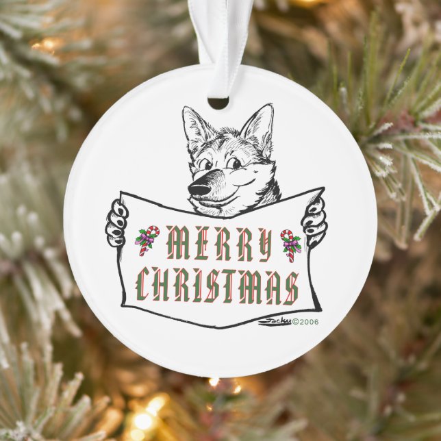 Chien de Noël : Joyeux Noël ! Ornement (Arbre)