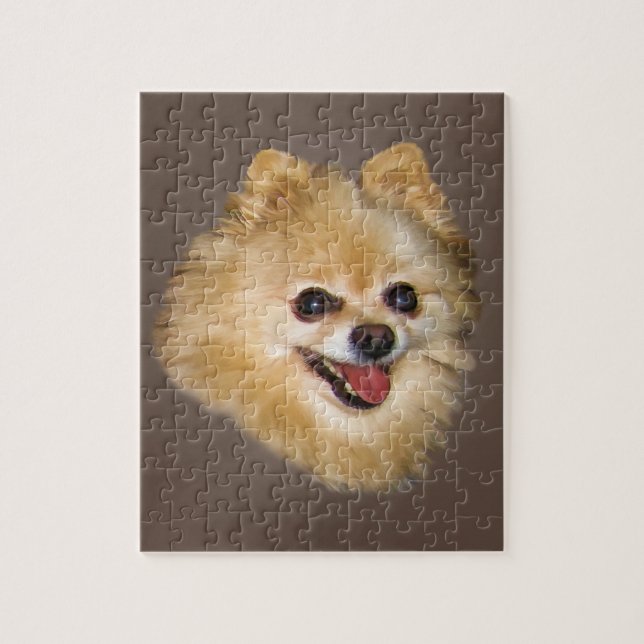 Chien de Pomeranian sur le puzzle Brown (Vertical)