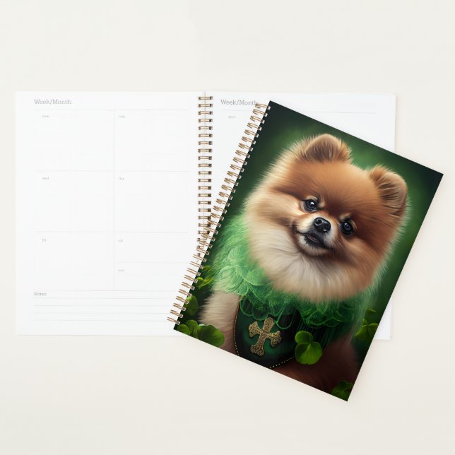 Chien de Poméranie en tenue de jour St. Patrick (Devant avec enveloppe)