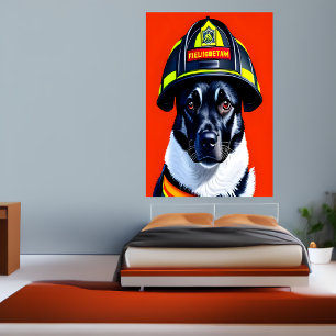 Chien de pompier noir et blanc   AI Art Poster