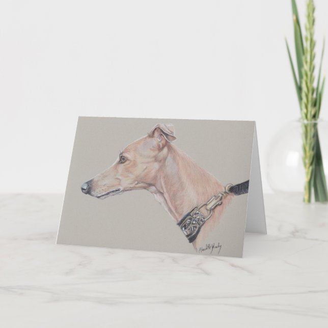 Chien de profil Whippet à la carte de voeux (Devant)