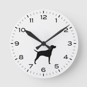Chien de race Vizsla Silhouette Horloge ronde