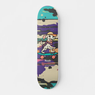 Chien de rue rétro sur skateboard   Drôle