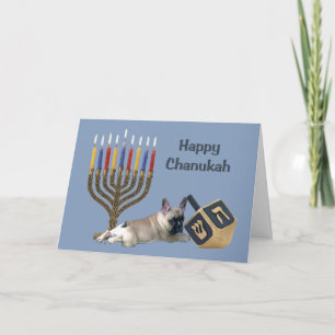 Chien de taule français Chanukah Carte Menorah Dre