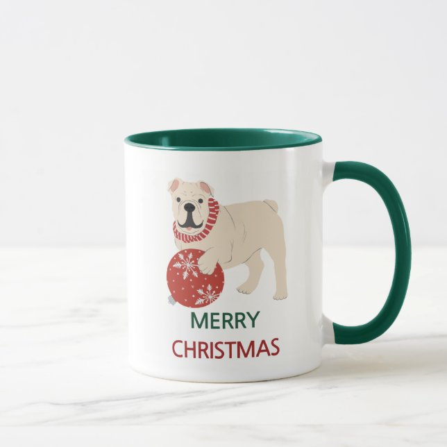 Chien de taureaux anglais Joyeux Noël Mug (Droite)