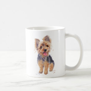 Chien de terrier de Yorkshire sur une tasse