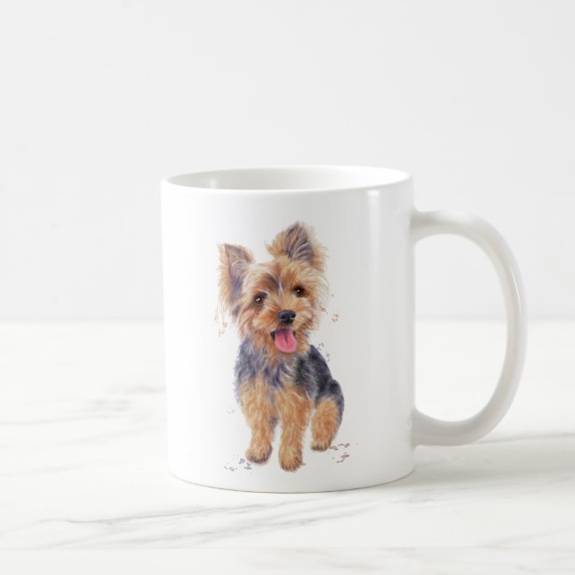 Chien de terrier de Yorkshire sur une tasse (Droite)