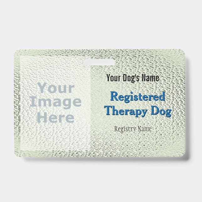 Chien de Thérapie Enregistré - Badge Vert Clair (Avant)
