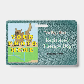 Chien de Thérapie Enregistré - Badge Vert Foncé