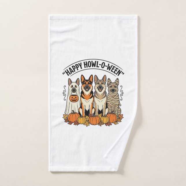 Chien d'Halloween Joyeux Howl-O-Ween Vintage Berge (Serviette à main)