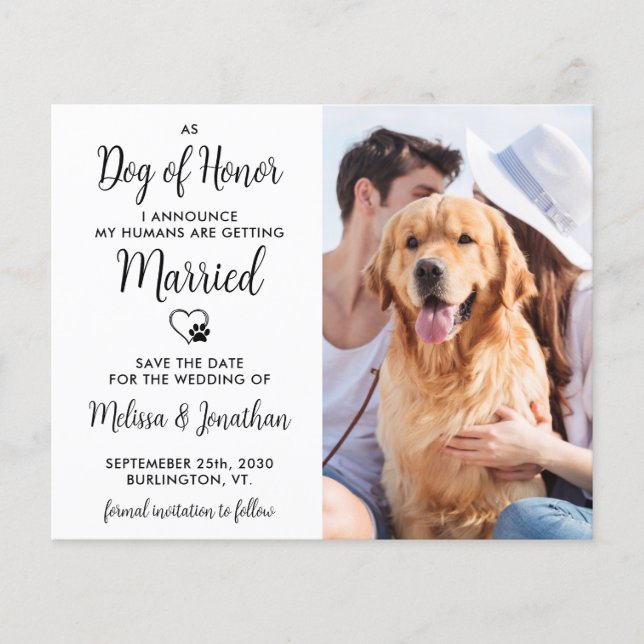 Chien D'Honneur Mariage Budget Enregistrer La Date (Devant)