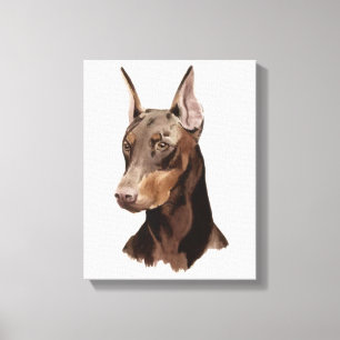 Chien Doberman ! Beau portrait sur toile !