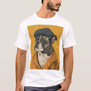 Chien drôle dans Beret Dessin naïf T-shirt