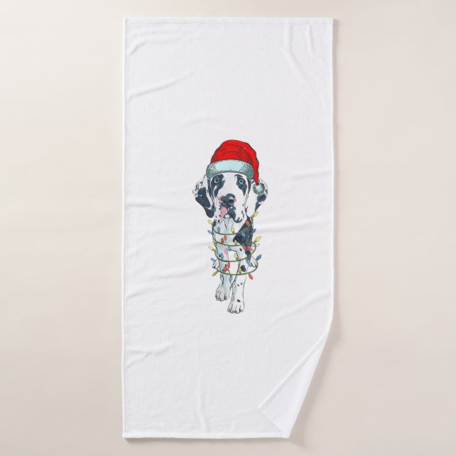 Chien drôle Grand Danse Noël Noël Noël Chapeau Noë (Serviette de bain)