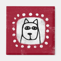 Chien drôle sur aimant de réfrigérateur rouge