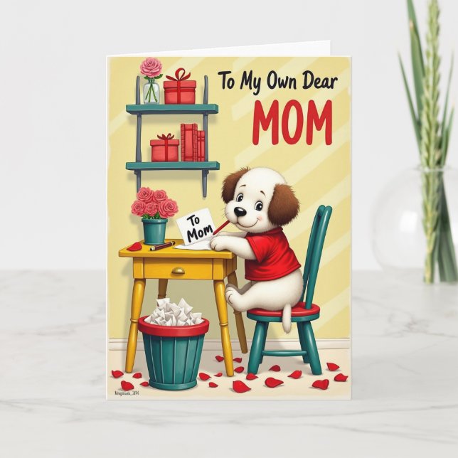 Chien Écrit à Maman Carte (Devant)