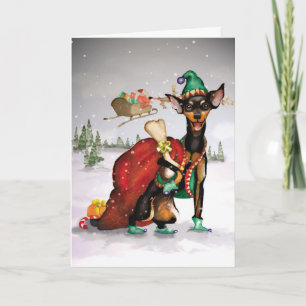 Chien Elf - Miniature Pinscher Carte de Noël
