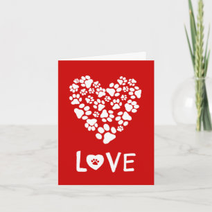Chien Empreintes de pattes Cardiaque Carte d'amour