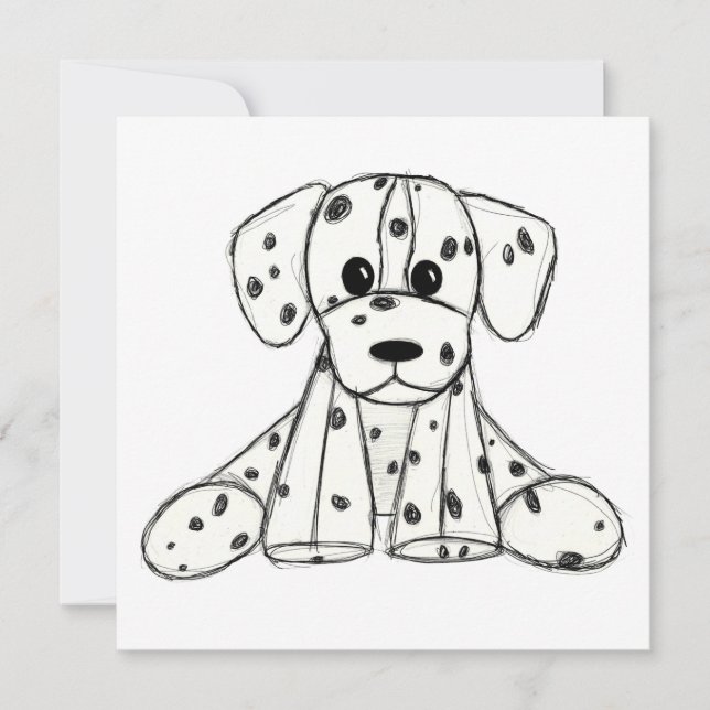 Chien en dalmate dessin simple noir (Devant)