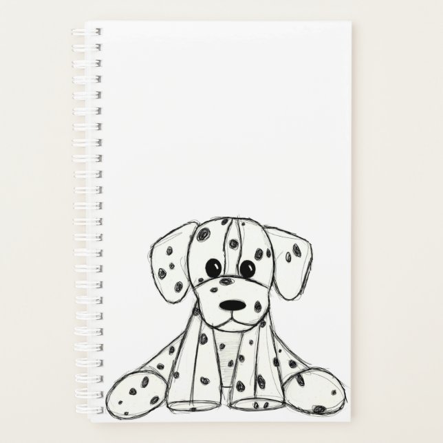 Chien en dalmate dessin simple noir (Devant)
