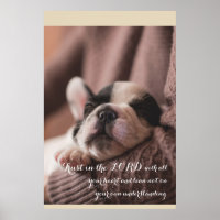Chien endormi, affiche chrétienne