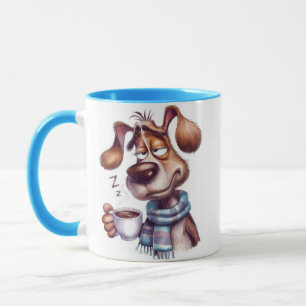 Chien endormi avec tasse de café