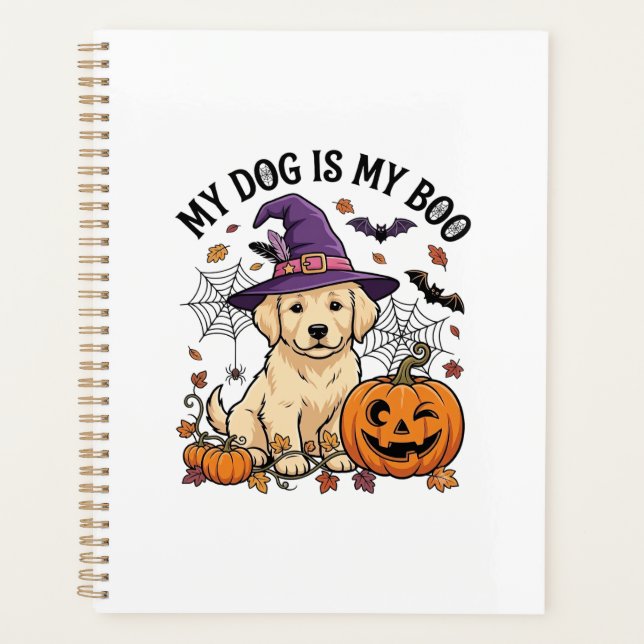 Chien est Boo Halloween Sorcière Chiot Citrouille_ (Devant)