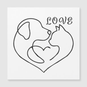 Chien et Chat Minimaliste Cœur - Design d'Art en U
