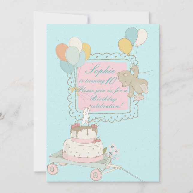 Chien et oiseaux volants - Invitation d'anniversai (Devant)