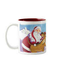 Chien et tasse de Père Noël