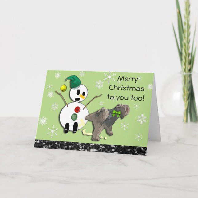 Chien faisant pipi sur la carte de Noël de (Devant)