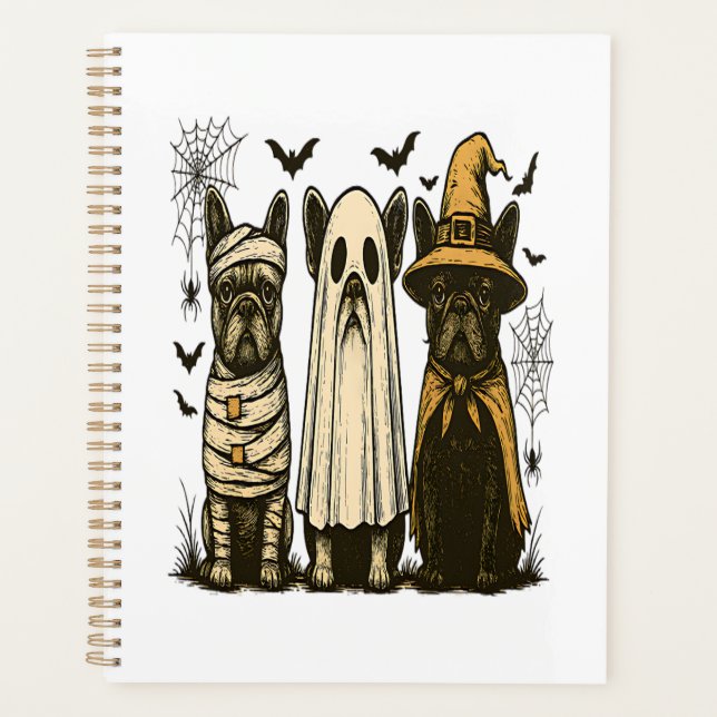 Chien fantôme de Halloween rétro Bouledogue frança (Devant)