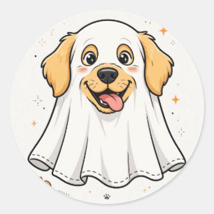 Chien fantôme mignon autocollant Halloween Golden