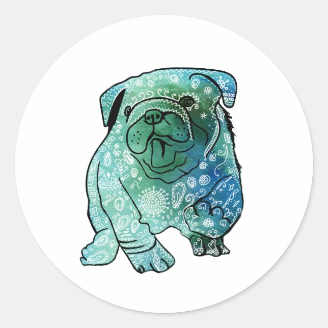 Chien Français Bulldog Sticker rond, brillant (Devant)