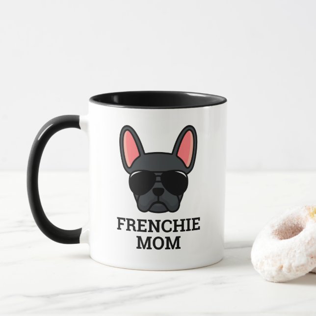 Chien Français Noir Chien Français Mug Maman Mug (Avec donut)