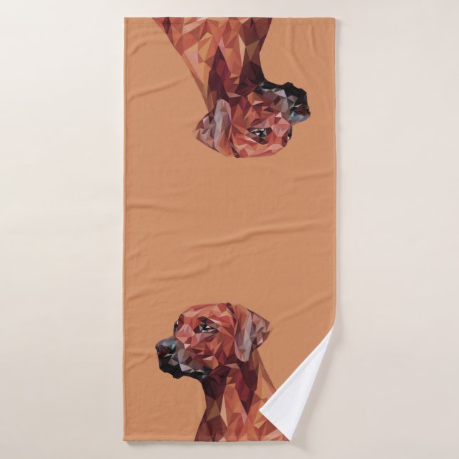 Chien géométrique marron sur fond marron (Serviette de bain)