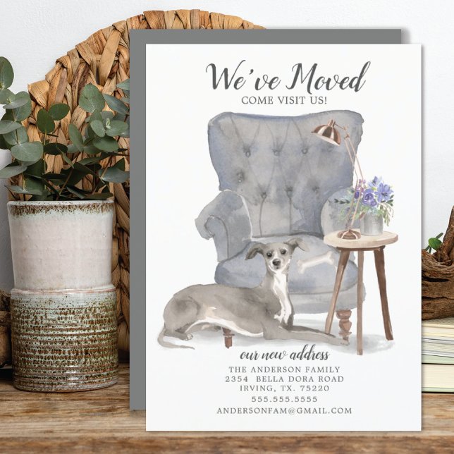 Chien gris italien | Faire-part de déplacement (Créateur téléchargé)